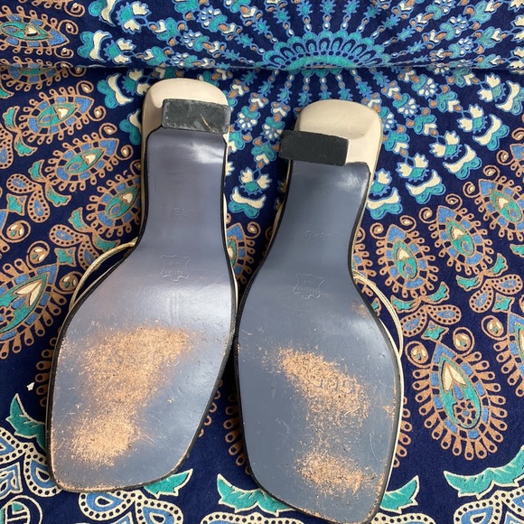 Guess Square Toe Gold Strappy Heel Sandal - Picture 4 of 11